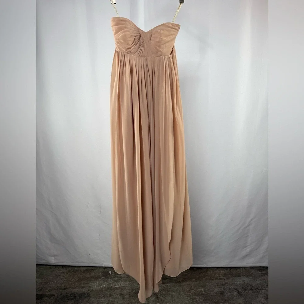 Jenny Yoo Jenny Yoo Mira Strapless Convertible Chiffon‎ Gown in Blush Size 4